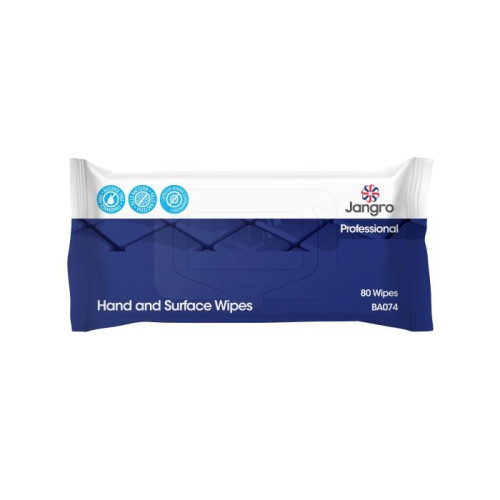 BA074 Professional Hand and Surface Wipes - 12 Packs of 80 Wipes