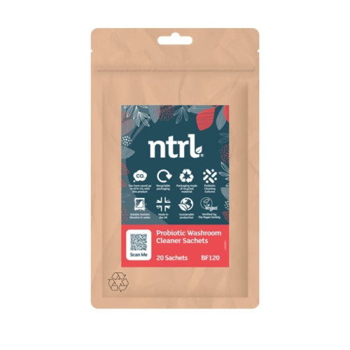 Jangro BF120 ntrl Probiotic Washroom Cleaner Sachets - Case of 10 - Box of 20 Sachets