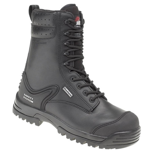 Simon Safety Himalayan 5204 Black Leather Combat Boot Size 6