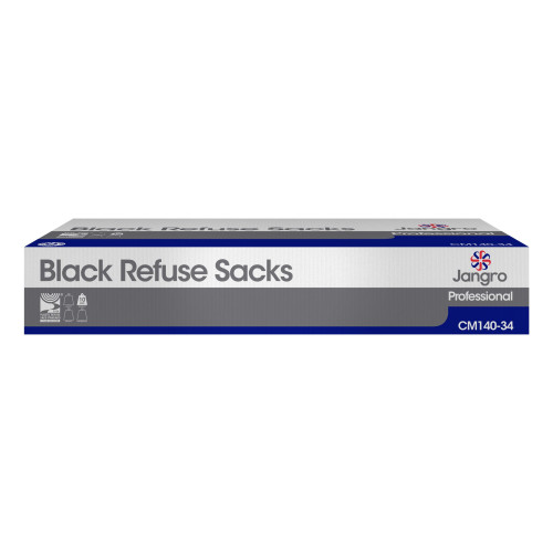 CM140 Jangro Professional Medium Duty Refuse Sacks - Black - 80 litre