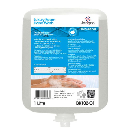 BK102 Jangro Professional Luxury Foam Hand Wash - 1L - Case of 6
