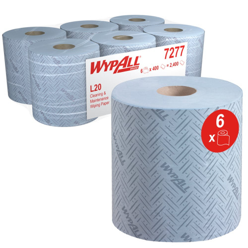 WypAllÂ® L20 Cleaning and Maintenance Blue 2-Ply Centrefeed Rolls (6 Rolls)