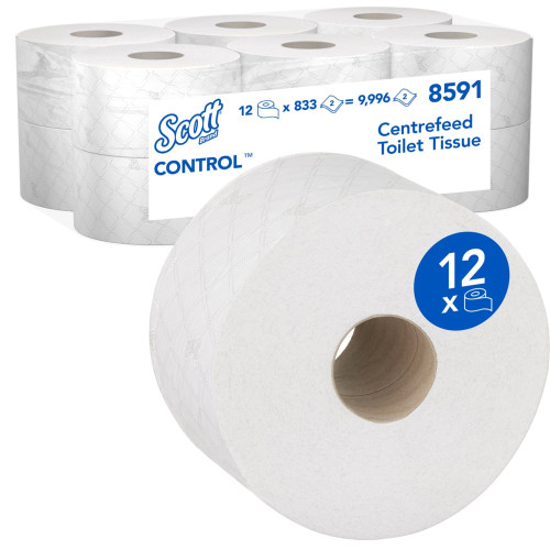 Scott Control Centrefeed Toilet Tissue 8591 - 2 Ply Toilet Paper (12 Rolls)