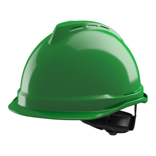 MSA V-Gard 520 Safety Helmet &acirc; Non-Vented, Green, Fas-Trac III PVC Suspension