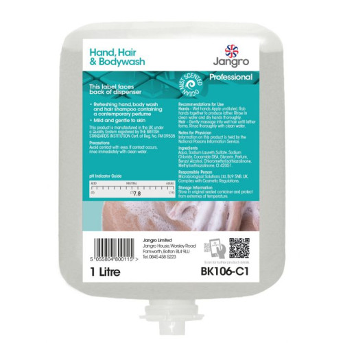 Jangro Professional Hand, Hair and Bodywash - 1L, Case of 6