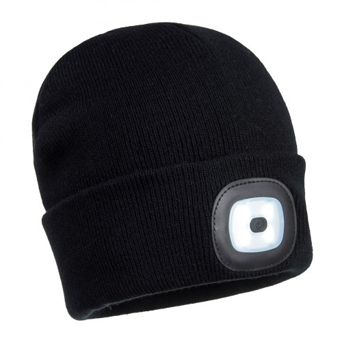Portwest B028 Twin LED Head Light Beanie - Black