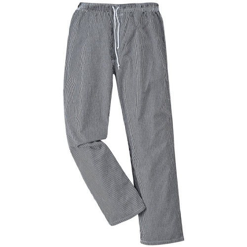 C079 Bromley Chefs Trouser - Black / White Check - Size Large