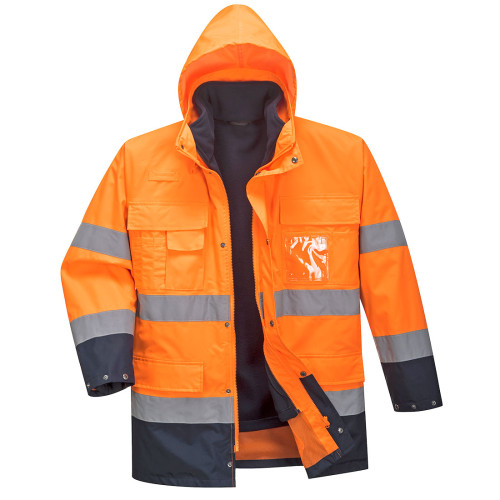 S162 Hi-Vis 3-in-1 Contrast Lite Jacket - Orange/Navy - Size Medium c/w Norfolk 4x4 Response Logo