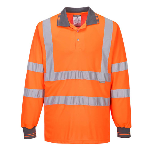 Portwest S277 High Visibility Long Sleeved Polo Shirt (Sizes Small - XXX Large)