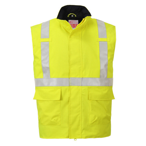 S776 Bizflame Hi-Vis Anti-Static FR Bodywarmer - Yellow - Size Large