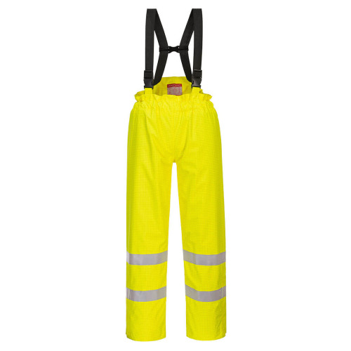 S781 Bizflame Rain Lined Hi-Vis Antistatic FR Trousers - Yellow - Size Small