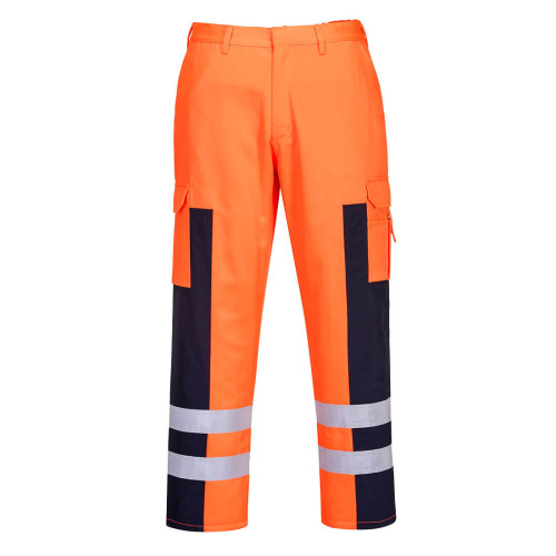 S919 Hi-Vis Ballistic Service Trousers - Orange/Navy - Size Small