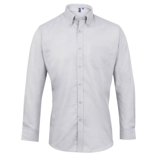 Signature Oxford Long Sleeve Shirt - Silver - Size 14.5