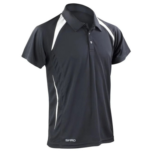 Spiro Team Spirit Polo Shirt - Black / White - Size Large (42")