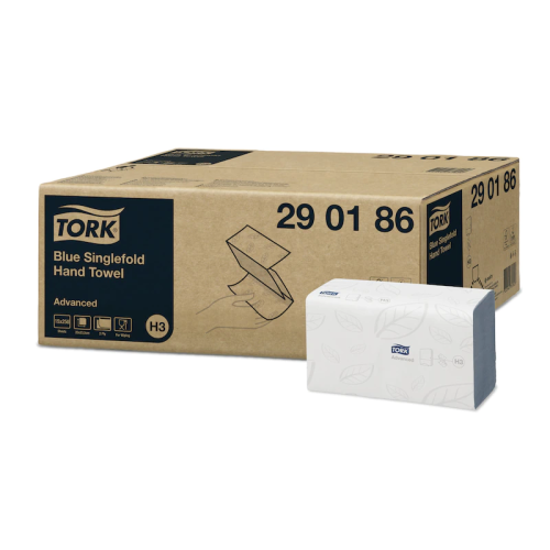 Tork 290186 Blue 2-Ply Singlefold Hand Towel - Case of 3750