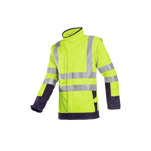 Sioen Heatherton FR/AS High-Vis Softshell with Detachable Sleeves - Yellow - Size Large