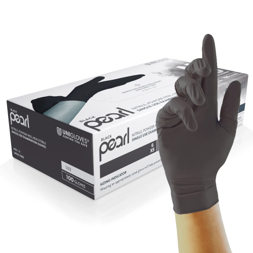 Unigloves GP003X Black Pearl Medical Grade Examination Gloves - Size Large (Box of 100)